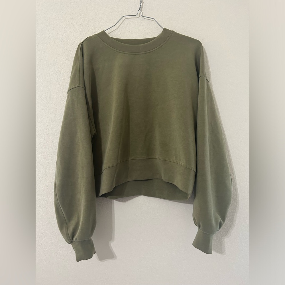Lululemon Perfectly Oversized Crop Crew Softstreme BronzeGreen Sweatshirt SZ 6/8
